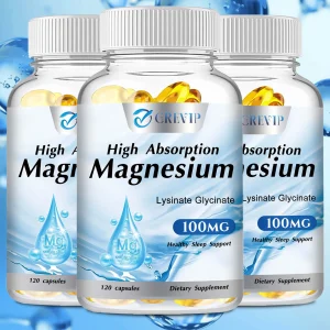 Magnesium Glycinate Lysinate Supplement - Relieves Stress, Promotes Healthy Sleep - 120 Capsules
