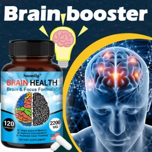 2200 mg Brain Booster with Vitamin B6, B12 supplement to support memory