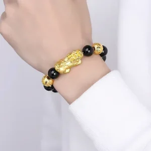 US ship Gold Shop- 24k Real Gold Bracelet for Men and Women Lucky Gold Bracelet